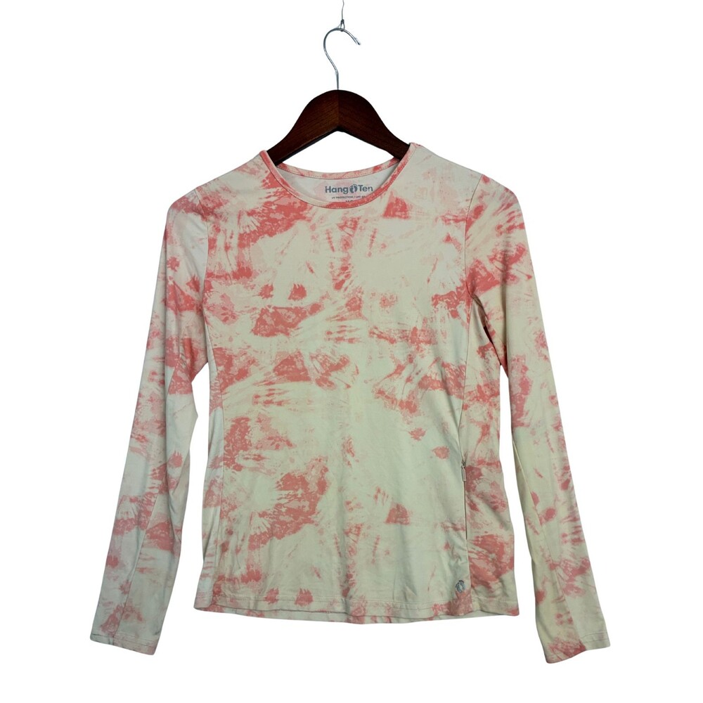Hang Ten Women's XS Pink Tie Dye Rash Guard Long Sleeve UPF 50+ Swim Shirt
